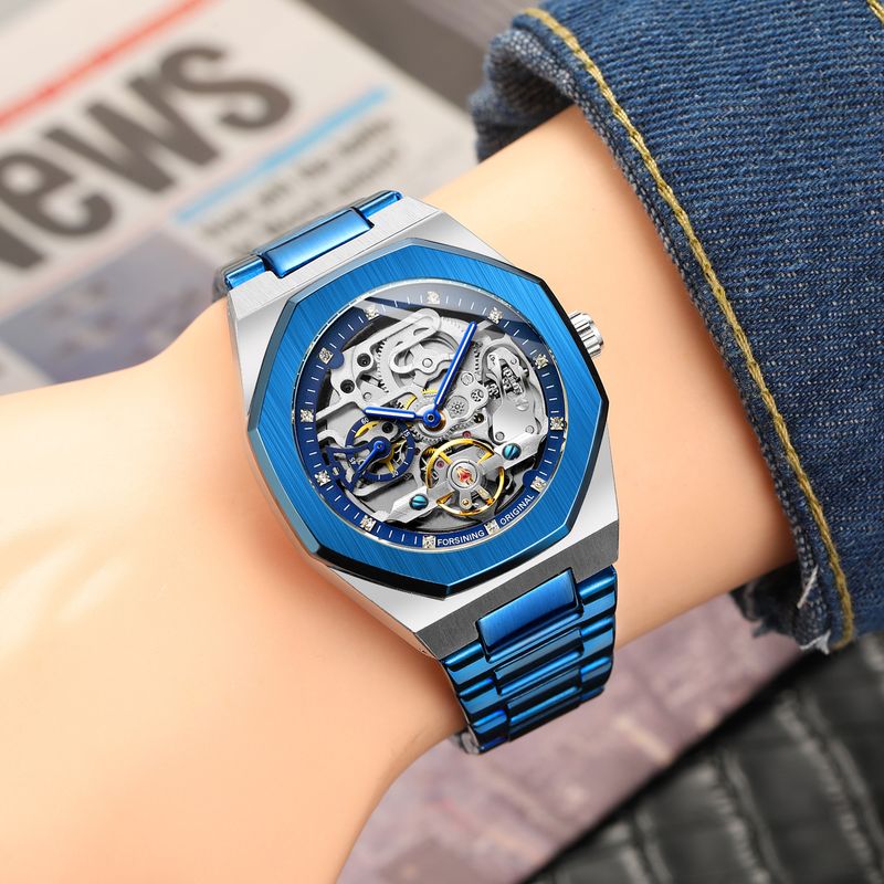 Men's Automatic Mechanical Watch With Luminous Hands, Three Subdials, And Day Display - Stainless Steel Band Six Pin Week Steel Belt Mechanical Watch_voghion.com