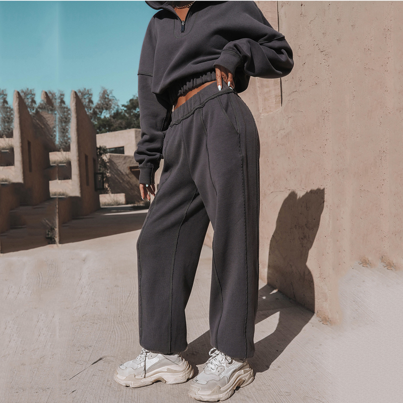 Herbst und Winter Damenmode Sport Freizeit Sweatshirts Hosen Set Zweiteiliges Damen Sportliches Top Jogger Lange Hosen Set_voghion.com