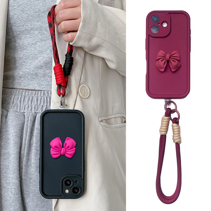 Wrist Chain Lanyard Case For Huawei Honor 50 60 70 80 90 100 200 Nova 9 10 8 11 12 Pro Funny Cute 3D Bow Hang Strap_voghion.com