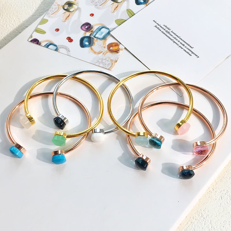 Set di gioielli da donna, moda, nazionali ed esteri, gioielli auto-progettati, gemme, bracciale aperto color caramella, gioielli con design di nicchia_voghion.com
