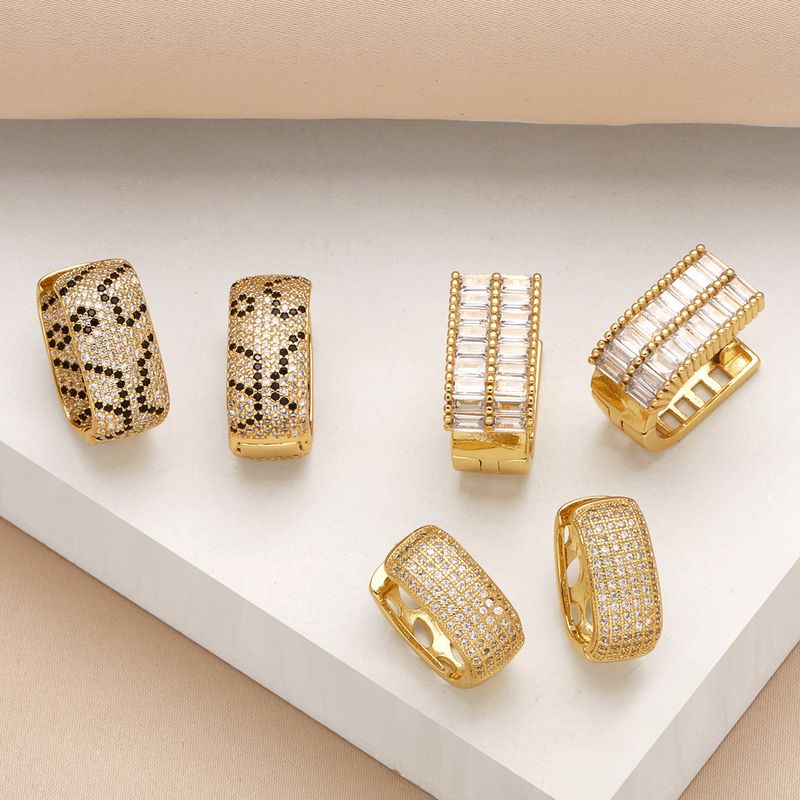 Selezione di gioielli Orecchini quadrati Orecchini da donna in rame placcato oro con zircone incastonato Orecchini Temperamento Tutti placcati in oro Regali creativi personalizzati_voghion.com