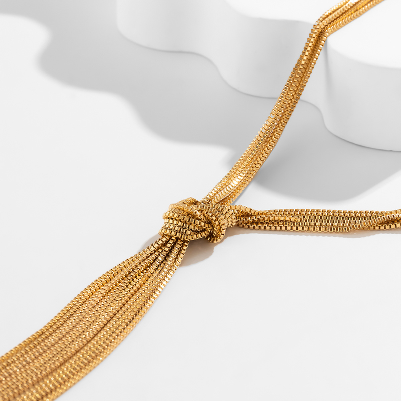 Dames sieraden hiphop metalen wind snake bone chain ketting trend geometrisch lang geweven sleutelbeen ketting_voghion.com