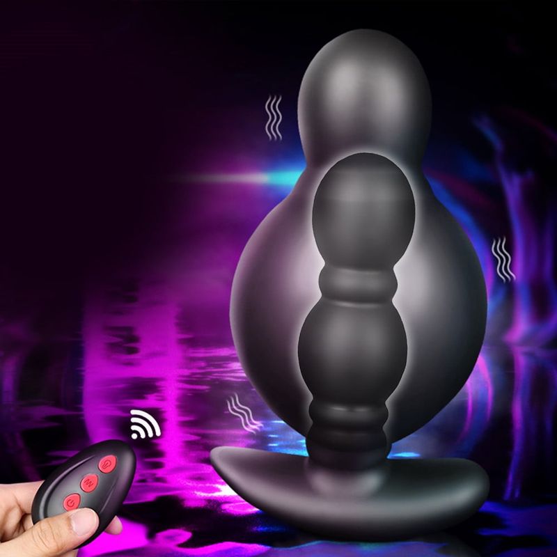 Wireless Remote Control Inflatable Anal Expansion Prostate Massager 10 Modes Vibrating Dildo Wireless Remote Control Butt Plug Sex Toys For Men Women_voghion.com