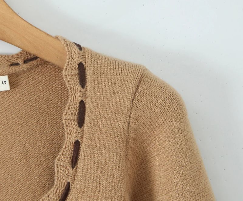 25 nuovi completi da donna primavera e autunno, stile Spicy Girl, con cardigan lavorato a maglia con lacci e volant + pantaloni svasati elasticizzati_voghion.com