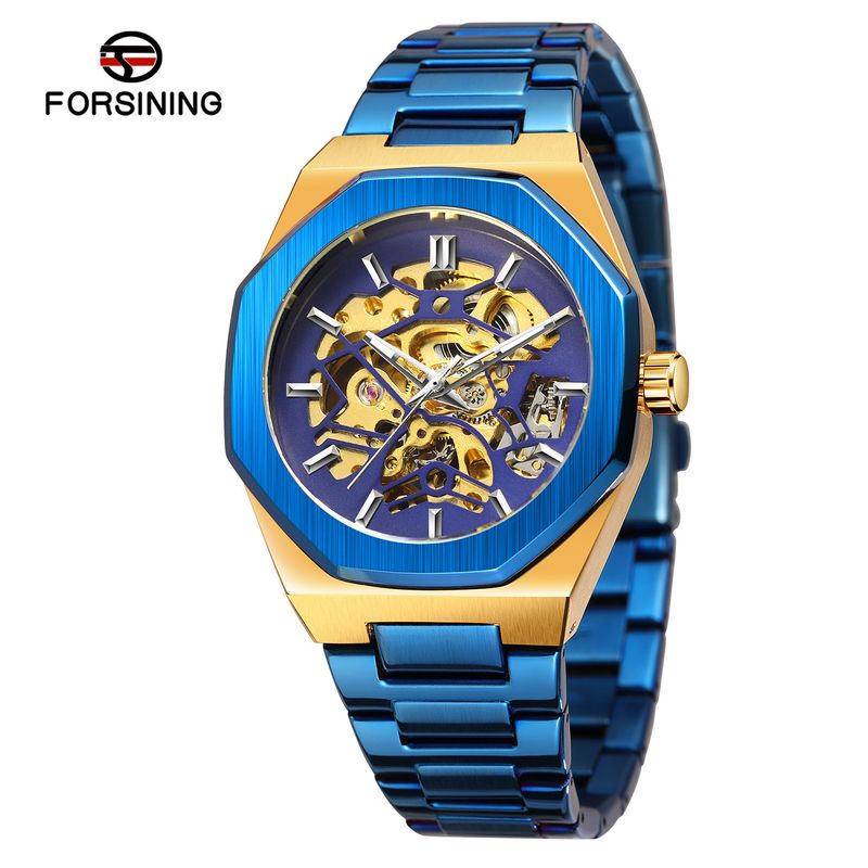 Montre mécanique automatique squelette tendance pour homme avec fonction heure universelle, boîtier en acier inoxydable de 41 mm, verre minéral, bracelet en alliage_voghion.com