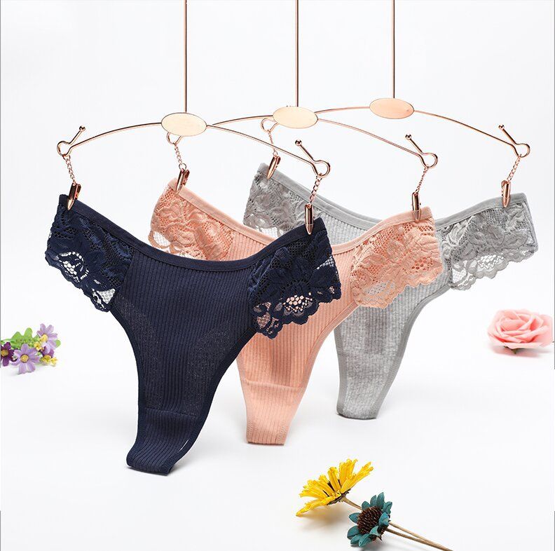 New T-shaped Underwear Lace Comforable Hreaded Hong Pans For Girls, Low Wais Breahable Pure Coon T-pans_voghion.com