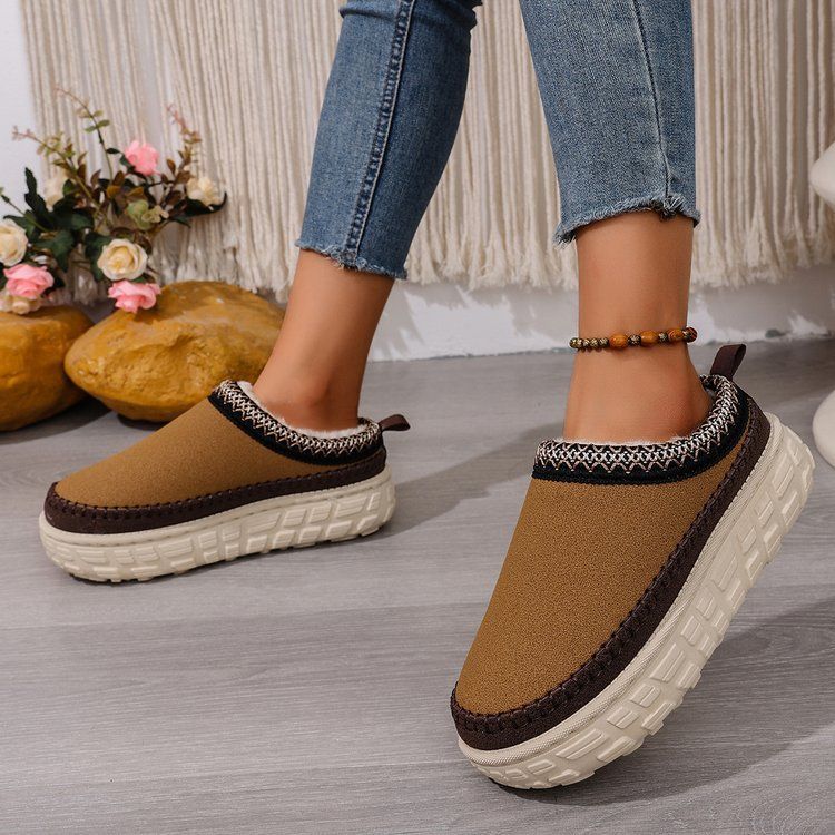 Women's Shoes Large Size Thick Soled Slippers For Women Autumn And Winter New Style Plush And Thickened Warm Slip On Cotton Slippers For Women_voghion.com