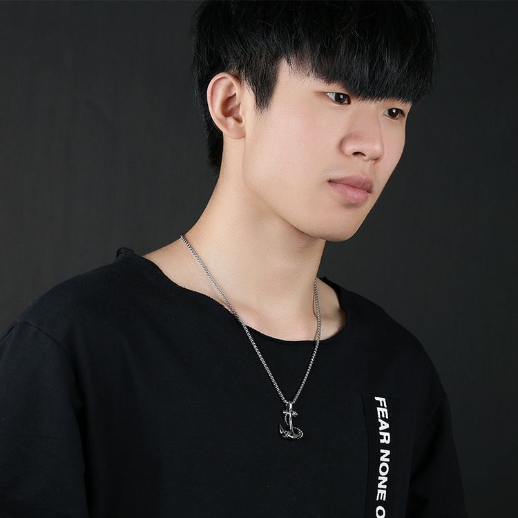 Collana con ciondolo ad ancora in acciaio al titanio Hip Hop, 55 cm, per uomo, collana con ciondolo ad ancora per uomo, gioielli personalizzati da strada, regali per uomo_voghion.com