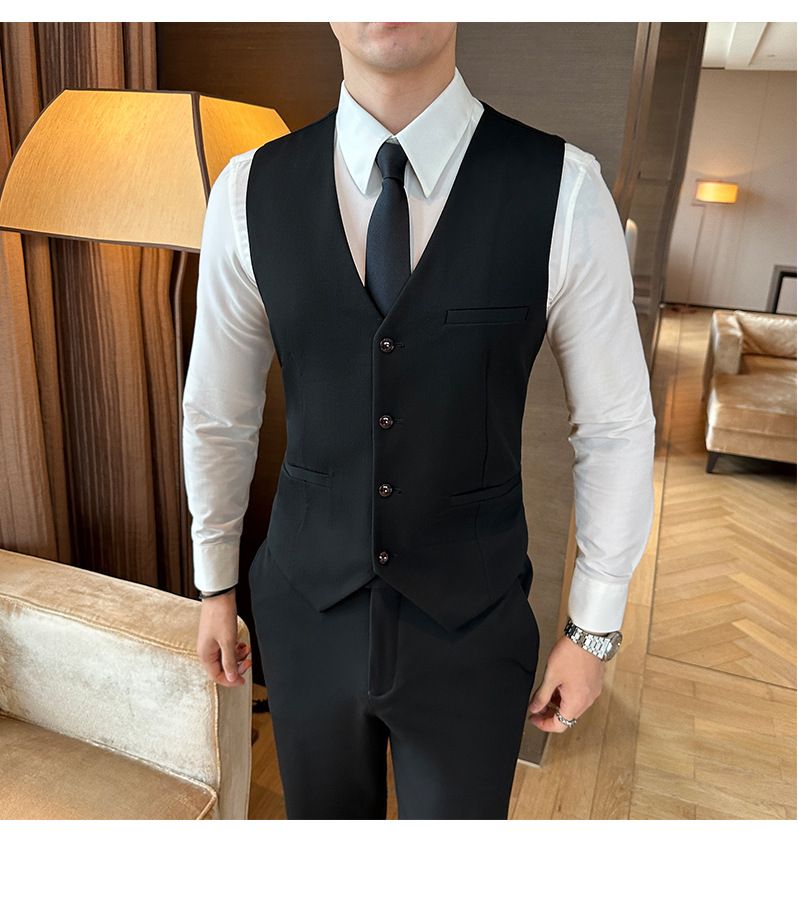 Westenanzug-Set im Bräutigam-Stil für Herren – formelle, legere Weste und Hose für Hochzeit und Büro_voghion.com