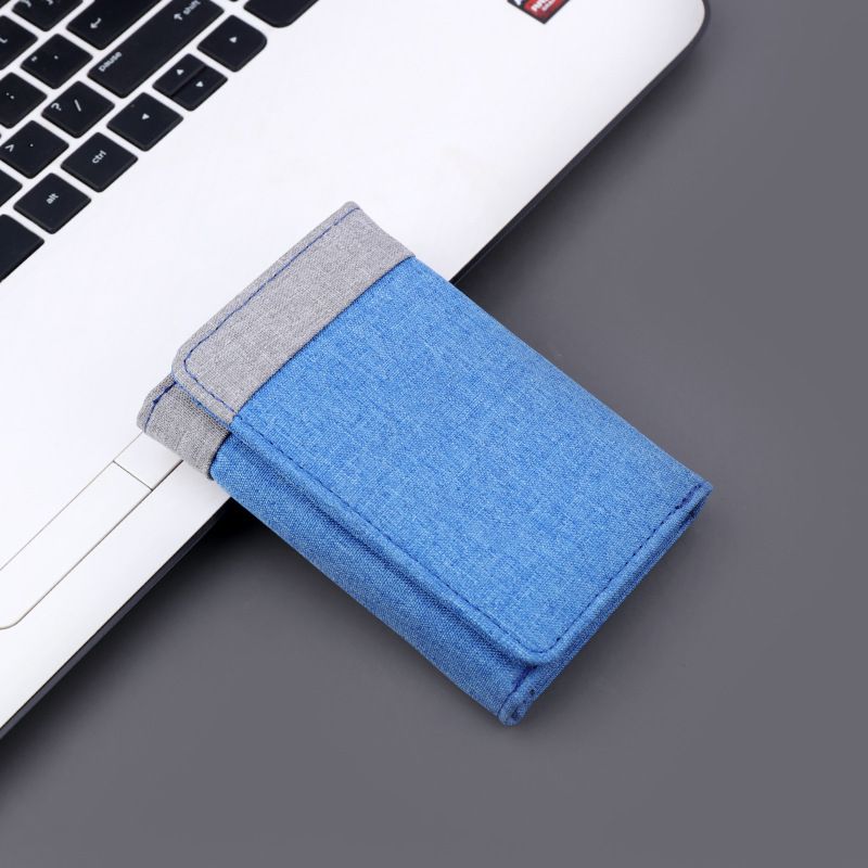 Canvas wallet short men's wallet, denim contrasting color small leather wallet, practical and fashionable card bag men's zero wallet_voghion.com