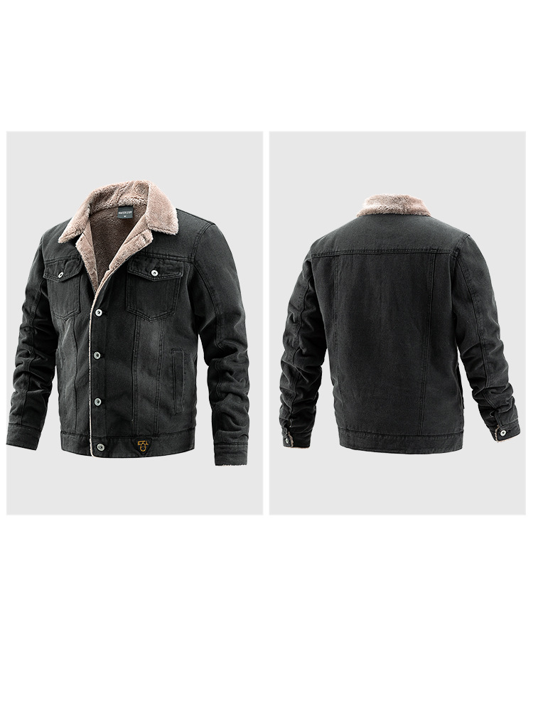 Giacca in denim da uomo, autunno inverno, foderata in pile, tendenza moda casual_voghion.com