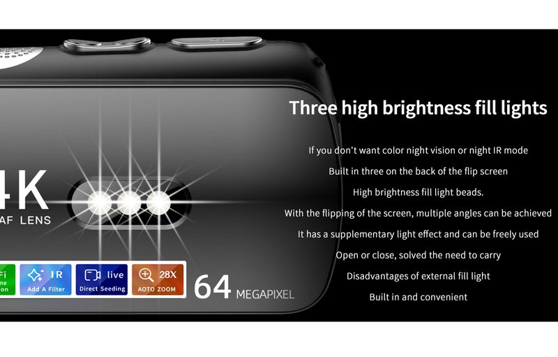 D9 HD WiFi Digital Infrared Colorful Night Vision 4K Connectable Wireless Microphone Filter Beauty Camera_voghion.com