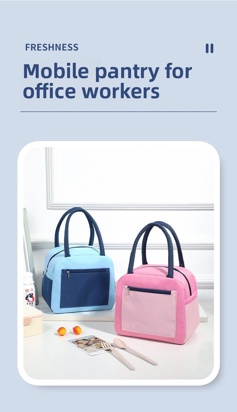 Color Matching Lunch Box Bag Portable Student Large-capacity Waterproof Thermal Insulation Bag Oxford Cloth Lunch Bag Bento Bag_voghion.com