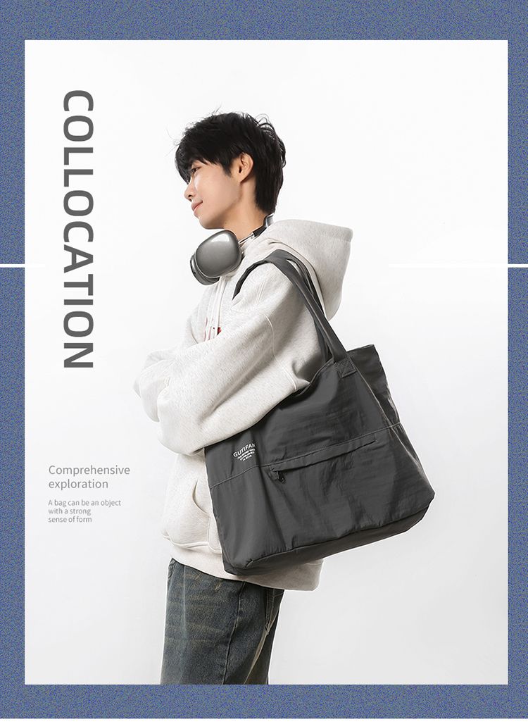 Outdoor Nical Style Original Simplicity Shoulder Waterproof Lightweight Tote Large Capacity Storage Commuter Bag_voghion.com