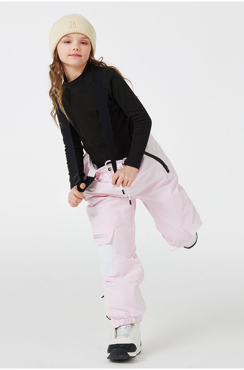 Kinder-Schneehose für Jungen und Mädchen – wasserdichte, isolierte Winter-Skihose mit Latz für Einzel-/Doppelskifahren_voghion.com