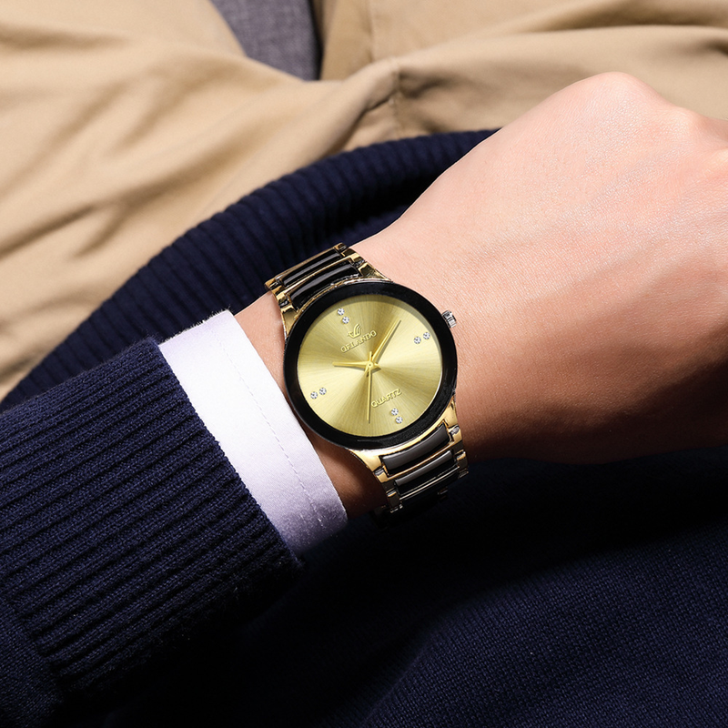 Minimalistische Bar Pin-abgestufte Herrenmode Trend Business Eleganter britischer Stil Stahlband Quarzuhr Herren_voghion.com