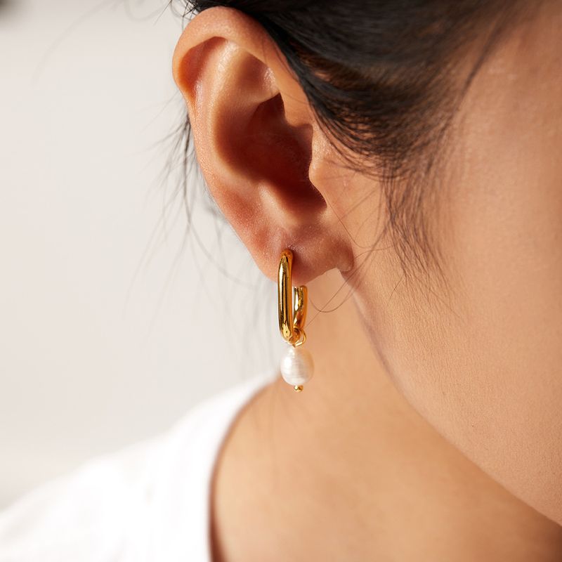 Nuovo influencer INS con lo stesso orecchino di perle d'acqua dolce, gioielli pendenti alla moda e semplici per le donne_voghion.com