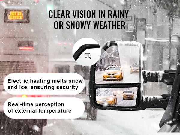 VEVOR Towing Mirrors Fit For 2015-2018 Ford F150, Power Heated With Signal Light LED Arrow Signal Light & Puddle Light, Plane & Convex Glass, Manual Controlling Telescoping Folding, Black_voghion.com