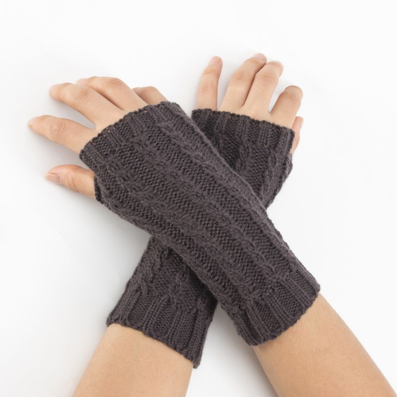 Fried Dough Twists Wrist Gloves Autumn Winter New Knitted Wool Warm Men And Women's Short Skiing Open Finger Sleeve_voghion.com