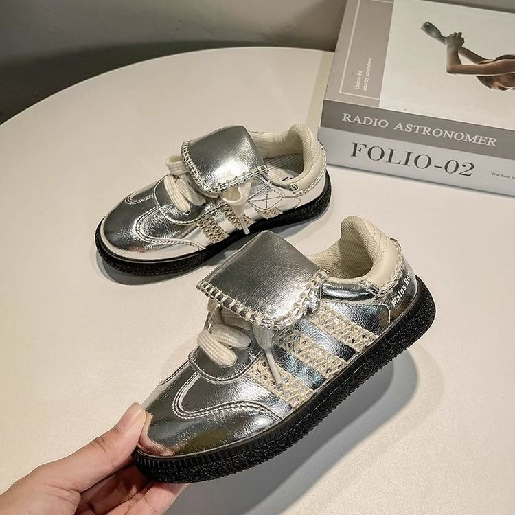 Scarpe da ginnastica basse da donna in pelle con cinturino sottile e punta rotonda, da ginnastica casual sportive in pelle Sier Moral per bambini_voghion.com
