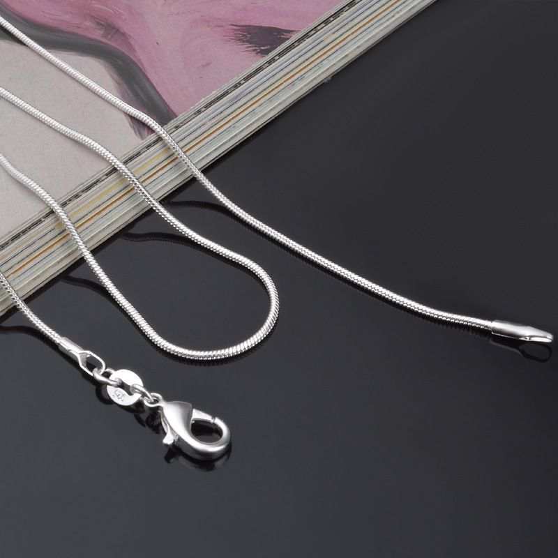 Mote 1MM 2MM sierbelagt glatt slangekjede stemplet choker halskjede til kvinner smykker 16 18 20 22 24 26 28 30 tommer_voghion.com