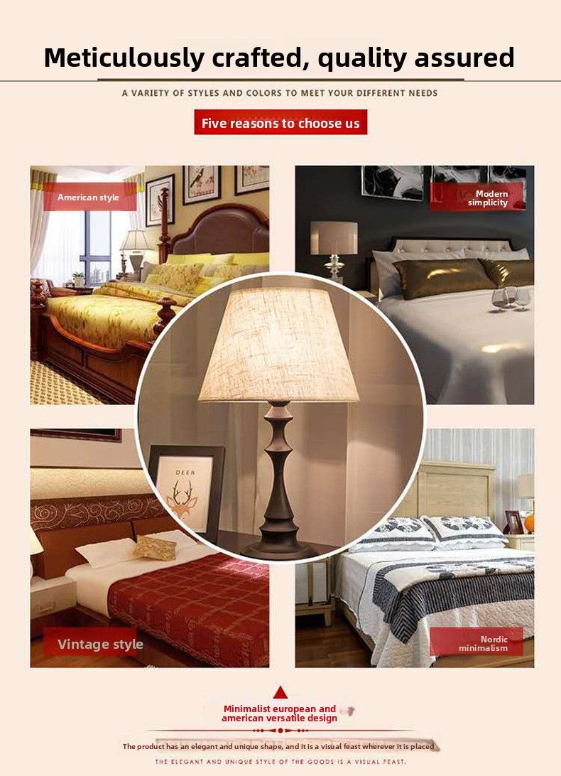 Projeto de hotel de cabeceira estilo americano, mesa de quarto, escritório, lâmpada LED, proteção para os olhos, luz noturna regulável_voghion.com