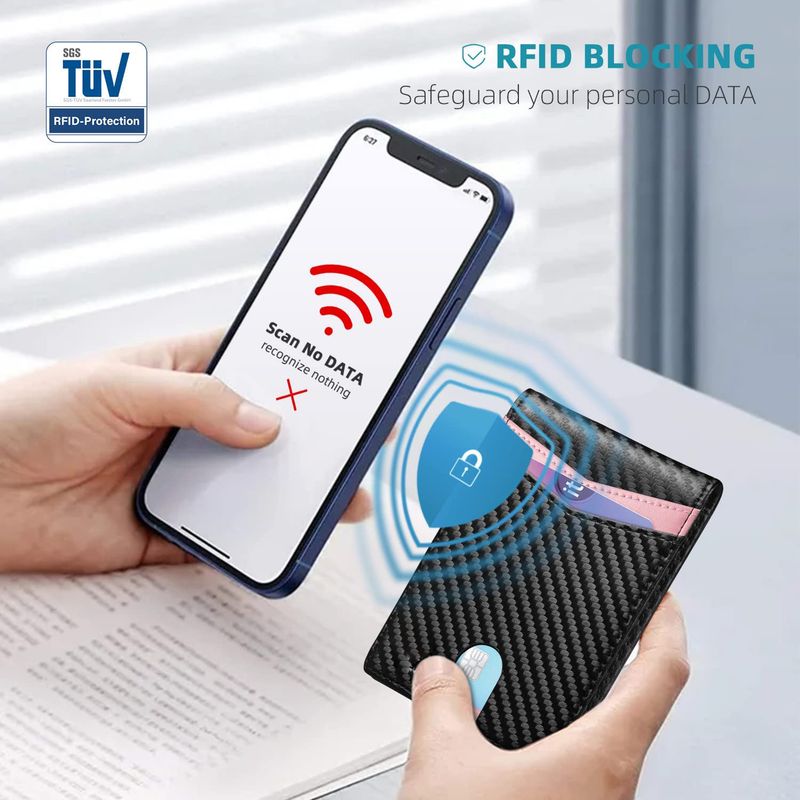 Ultra-Thin RFID Blocking Men's Wallet Minimalist Front Pocket Bifold Leather With ID Holder_voghion.com