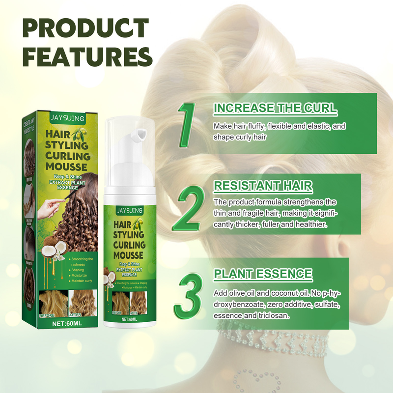 Jayswing-mousse esponjosa, cuidado hidratante, cabello rizado antiencrespado, espuma elástica para estilizar_voghion.com
