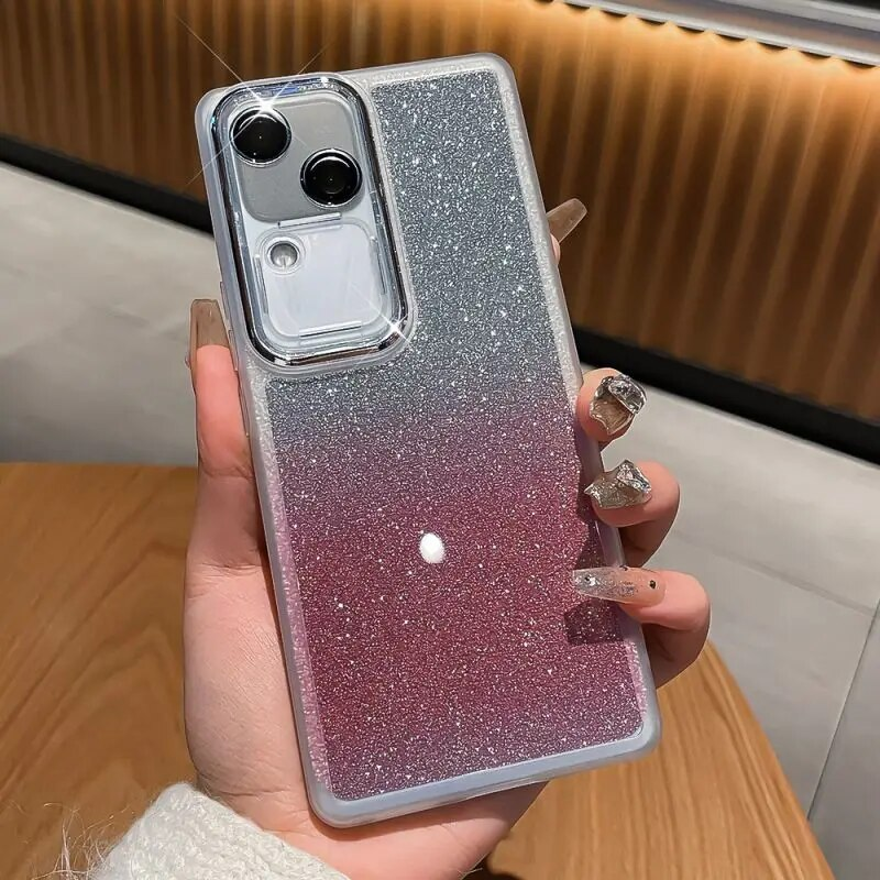 Pro Soft Glitter With Ring Stand Lens Protective Back Cover Case For VIVO V30 V30Pro Full Cove Phone Shell_voghion.com