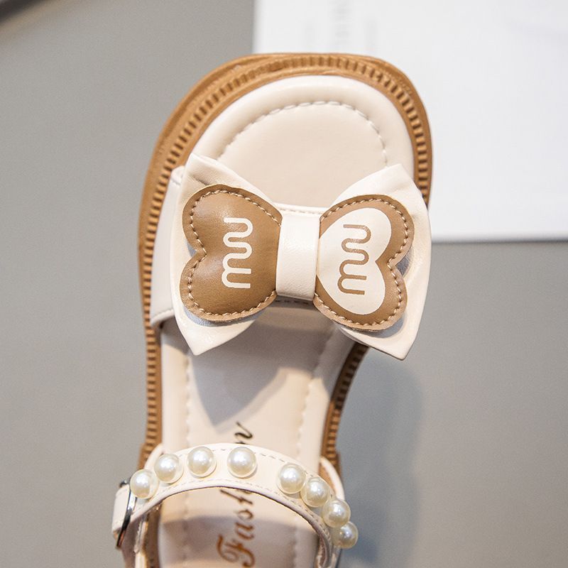 Sandali casual da bambina con suola morbida e fiocco, stile coreano, per bambini, con punta aperta, estate, principessa_voghion.com