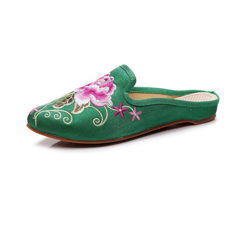 Damenschuhe Hausschuhe Spitzschuh Modische Casual Bestickte Hausschuhe Einstufige Casual Damen Stoff Hausschuhe Sandalen Sommer_voghion.com