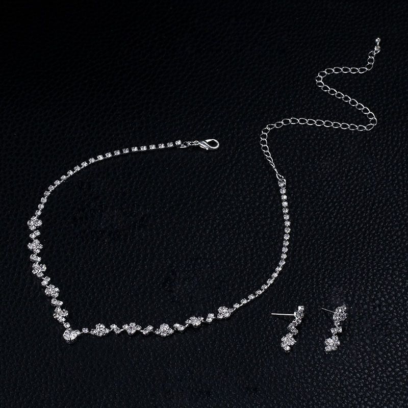 Collana con tre orecchini e catena a forma di artiglio della sposa, con temperamento saldato ad acqua e diamanti, set minimalista N5566_voghion.com