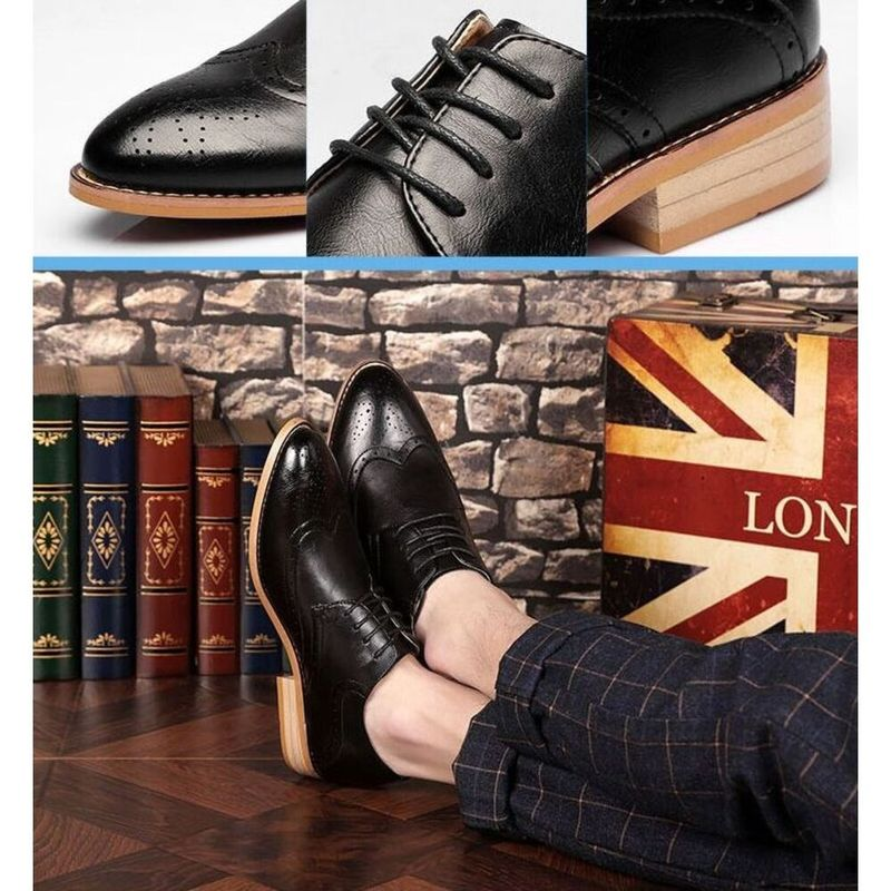Men's Formal Oxfords Leather Lace-Up Dress Shoes for Wedding Party Non-Slip Business Pointed Toe_voghion.com