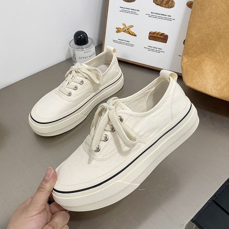 Canvas Shoes 2025 Spring And Summer New Thick Bottom Slope Heel Multifunctional Comfortable Hidden Heel Casual Shoes White Sneakers Fashion_voghion.com