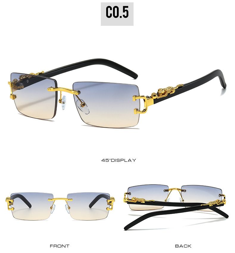 VOOTHOST Unisex Randlose Kunststoffrahmen Bunte Modebrille für Sommerurlaub Outdoor-Reisen Bekleidungszubehör mit Leder-Brillenetui F0119_voghion.com