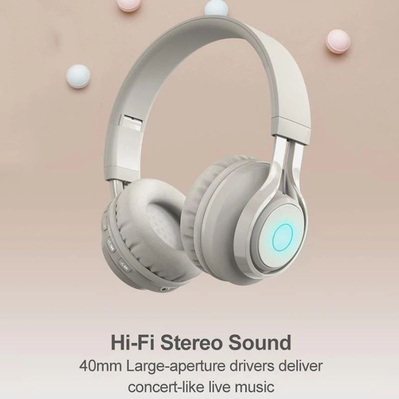BT06C Söpö Langaton Bluetooth 5.0 Kuulokkeet Lapsille Mikrofonilla LED-Valolla Tukee Aux-In-liitäntää (Violetti)_voghion.com