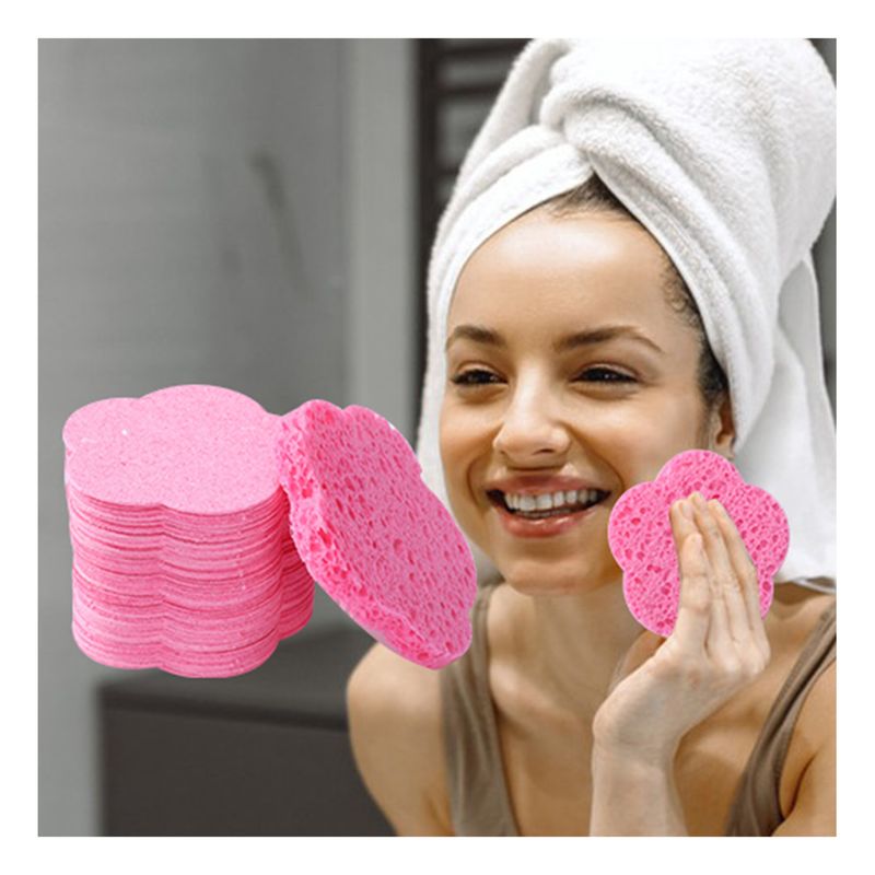 Dischetti di cotone Fiore Amore Cerchio Orso Polpa di legno Cotone Struccante Struccante Viso Spugna Strumento Struccante Spugna Cipria Strumento di Bellezza_voghion.com