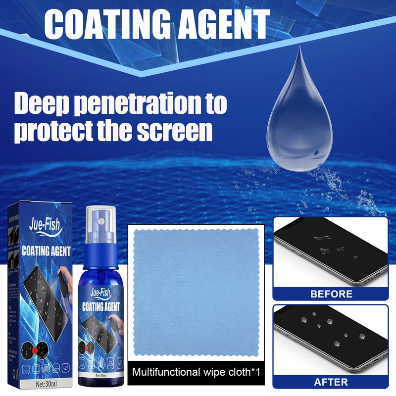 Jue-Fish Screen Coating Agent, Mobile Phone Screen Cleaner Anti-Scratch Anti-Fingerprint Glass Hydrophobic Oil Coating Solution_voghion.com