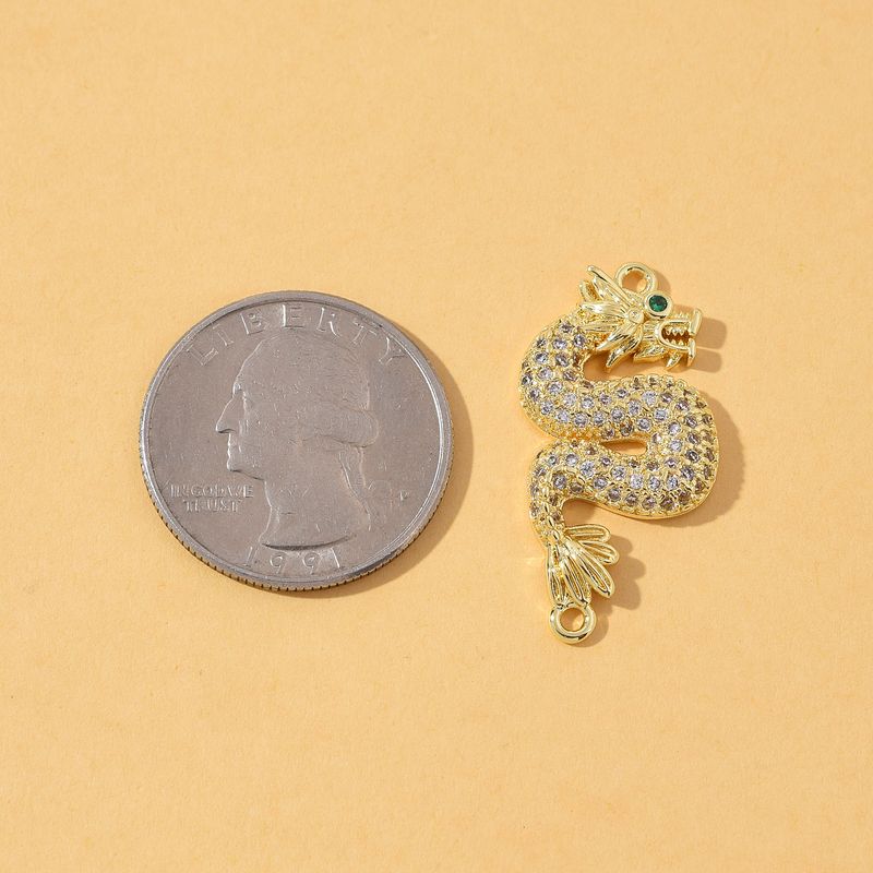 1 pièce 30*16mm trou 1~1.9mm connecteurs pendentif dragon en cuivre zircon_voghion.com