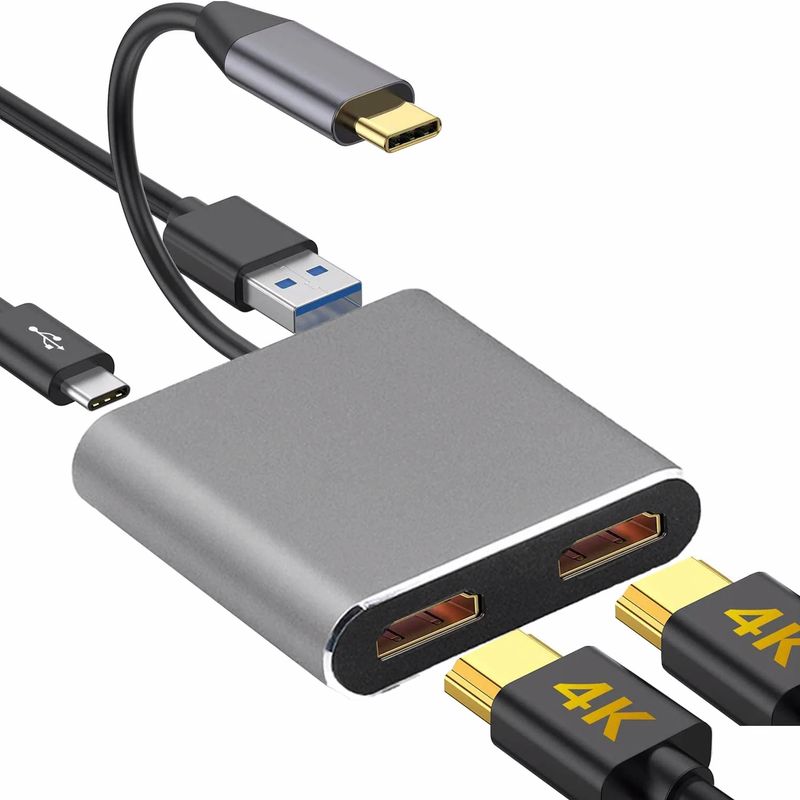 4k UHD Display C Thunderbolt3 Dual HD TV Extend 2 Monitors USB 3.0 Hub Type-C Dock PD Fast Charging For MacBook Pro Air_voghion.com