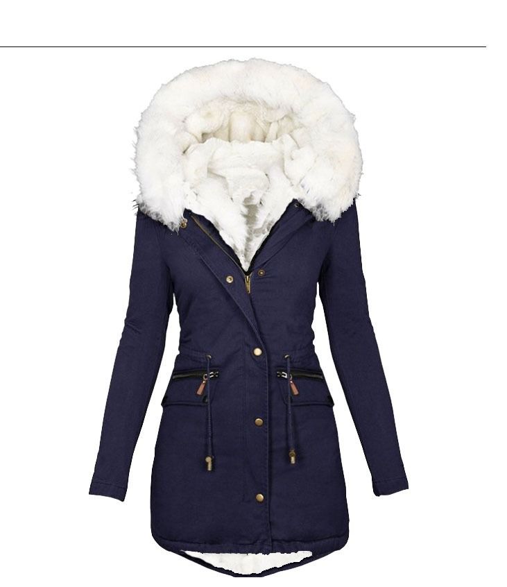 Parka invernale da donna con cappuccio in pelliccia sintetica – Cappotto oversize foderato in pile, coulisse in vita e chiusura con cerniera (S-5XL, 5 colori)_voghion.com