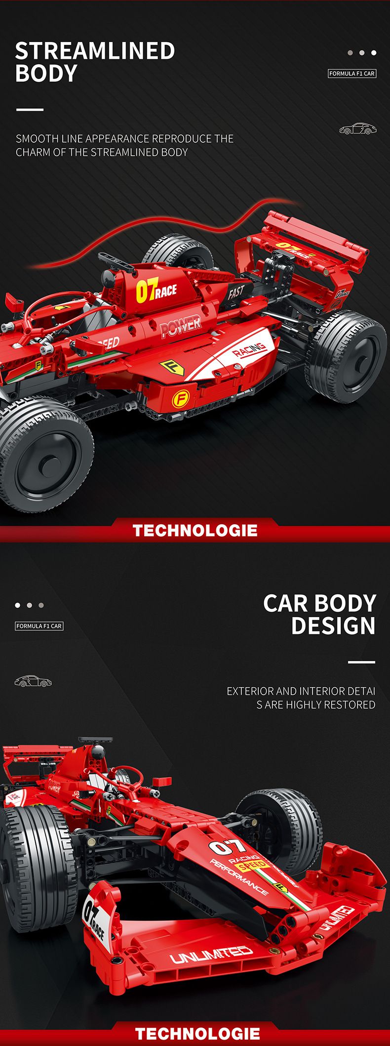 McLaren F1 Racing Car Building Blocks Set - 800+ Pieces STEM Toy For Boys & Teens, Creative DIY Model Kit For Kids Age 7-14_voghion.com