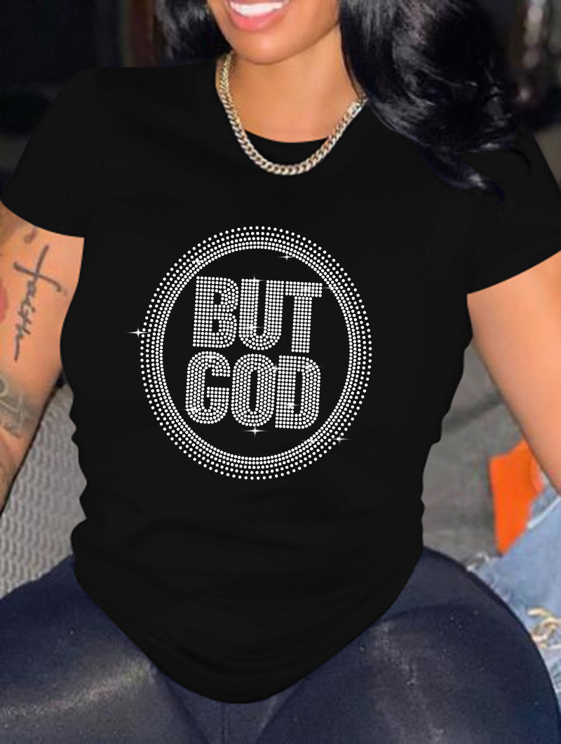 T-shirt da donna a maniche corte ampia con collo rotondo stampato a cartoni animati_voghion.com