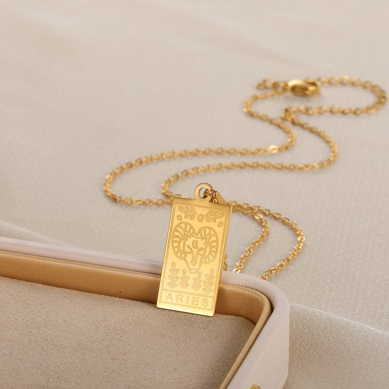 Nuova collana in acciaio inossidabile con 12 costellazioni placcata in oro e ciondolo in ottone per uomini e donne facoltosi._voghion.com