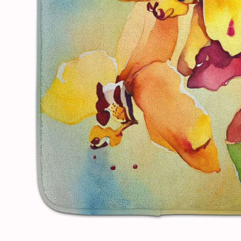 Orchids In Watercolor Memory Foam Kitchen Mat Machine Washable Anti-Fatigue Mat Cushion Comfort Bath Mat Or Kitchen Rug_voghion.com