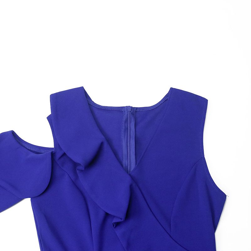 Vestido largo irregular ajustado de talla grande para mujer, vestido de un solo hombro, vestido largo musulmán_voghion.com