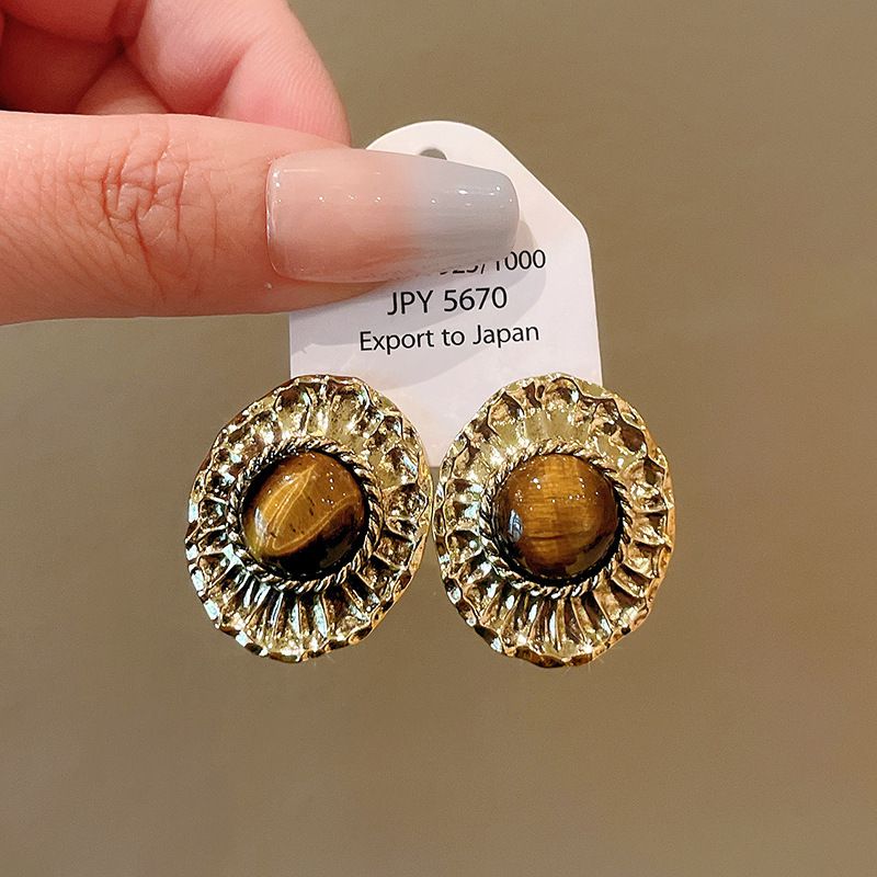 Orecchini a bottone in metallo argentato con perle geometriche, stile francese, personalità, moda, temperamento, nuovi gioielli_voghion.com
