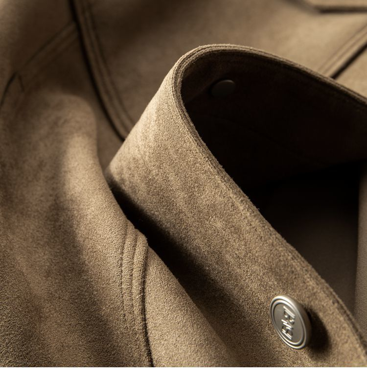 Suede jacket, men's spring and autumn trend, loose lapel outer wear top, high-end men's work jacket_voghion.com