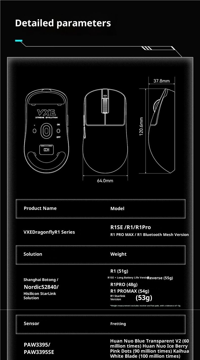 Digitex VXE Dragonfly R1 Star Flash Kabellose Bluetooth-Maus Gaming Office E-Sport Lange Akkulaufzeit Ultraleicht_voghion.com