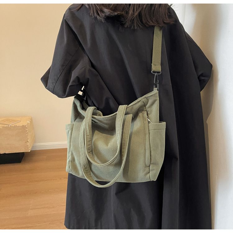 Corduroy for women, large capacity 2024 new autumn winter versatile single shoulder crossbody bag, high-end sensory and_voghion.com